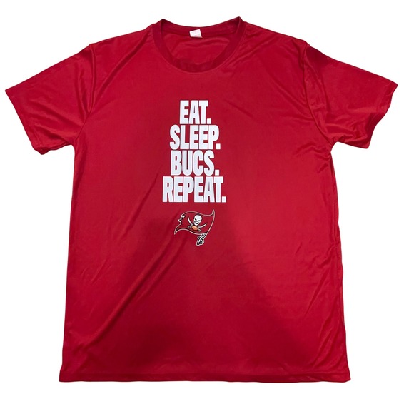 Tampa Bay Buccaneers T-Shirt Eat Sleep Bucs Repeat Football NFL‎ Men's Size XL - Picture 1 of 8